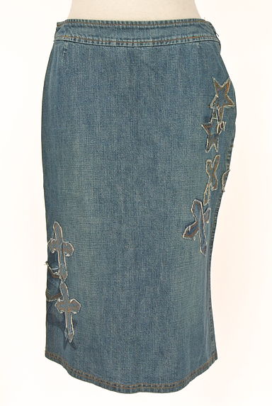 KEITA MARUYAMA（ケイタマルヤマ）の古着「カットオフワッペン膝丈デニムスカート（スカート）」大画像１へ