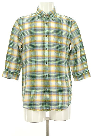 JOSEPH ABBOUD（ジョセフアブード）の古着「七分袖チェック柄リネンシャツ（カジュアルシャツ）」大画像１へ