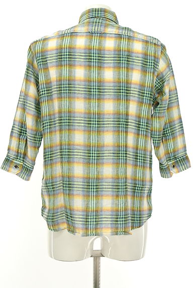JOSEPH ABBOUD（ジョセフアブード）の古着「七分袖チェック柄リネンシャツ（カジュアルシャツ）」大画像２へ