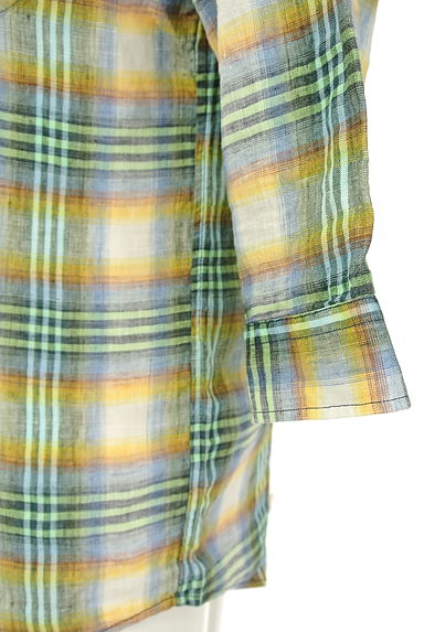 JOSEPH ABBOUD（ジョセフアブード）の古着「七分袖チェック柄リネンシャツ（カジュアルシャツ）」大画像５へ