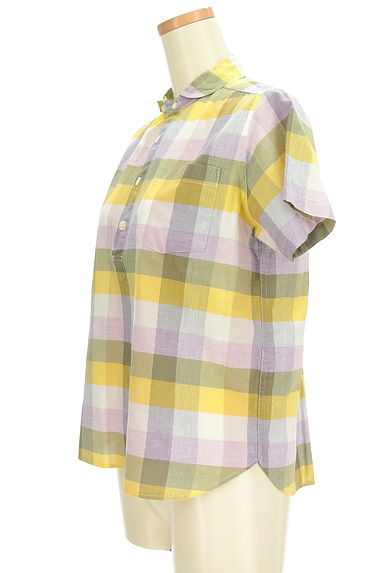 NATURAL LAUNDRY（ナチュラルランドリー）の古着「淡いチェック柄のさらっとシャツ（カットソー・プルオーバー）」大画像３へ