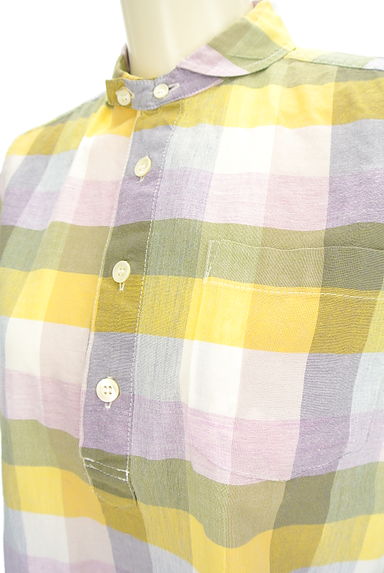 NATURAL LAUNDRY（ナチュラルランドリー）の古着「淡いチェック柄のさらっとシャツ（カットソー・プルオーバー）」大画像４へ
