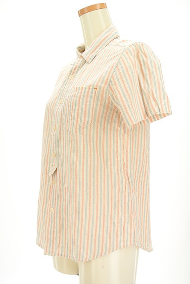 CUBE SUGAR（キューブシュガー）の古着「ストライプ柄コットンリネンシャツ（カジュアルシャツ）」大画像３へ
