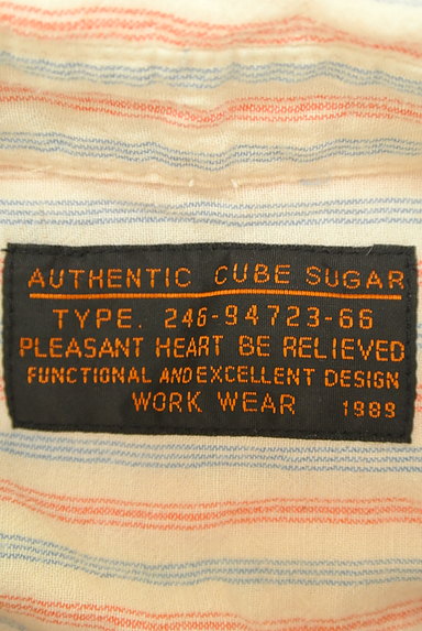 CUBE SUGAR（キューブシュガー）の古着「ストライプ柄コットンリネンシャツ（カジュアルシャツ）」大画像６へ