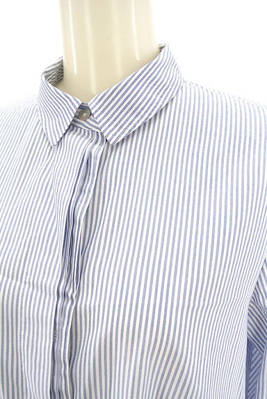 MERVEILLE H.（メルベイユアッシュ）の古着「ストライプ隠しボタンシャツ（カジュアルシャツ）」大画像４へ