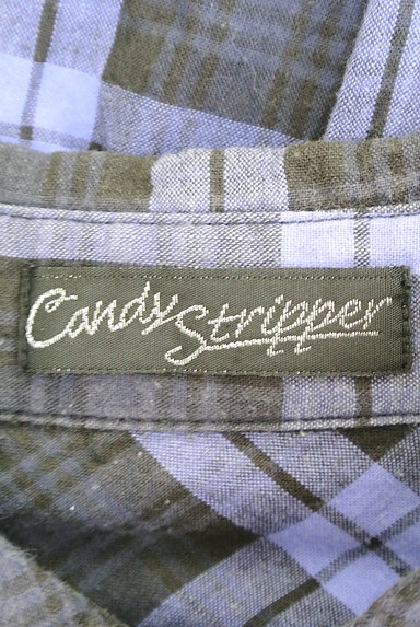 Candy Stripper（キャンディストリッパー）の古着「チェック柄ギャザーロングシャツ（カジュアルシャツ）」大画像６へ