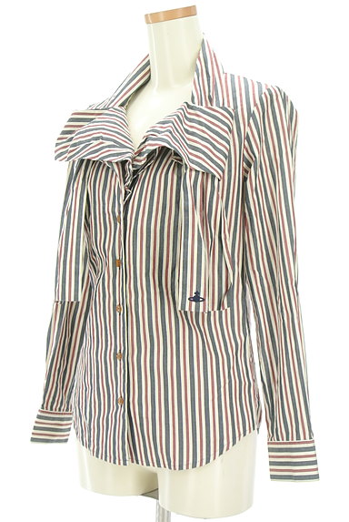 Vivienne Westwood（ヴィヴィアンウエストウッド）の古着「ボリューム襟ストライプ柄シャツ（カジュアルシャツ）」大画像３へ