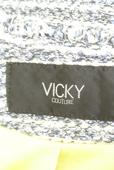 VICKY（ビッキー）の古着「ツイード切替ノーカラージャケット（ジャケット）」大画像６へ