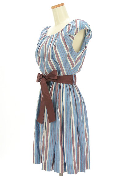 Vivienne Westwood（ヴィヴィアンウエストウッド）の古着「ウエストリボンマルチストライプワンピ（ワンピース・チュニック）」大画像３へ