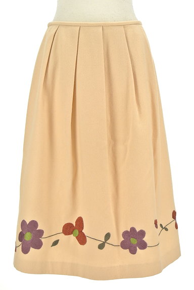 Jocomomola（ホコモモラ）の古着「膝下丈花柄刺繍ウールフレアスカート（スカート）」大画像１へ