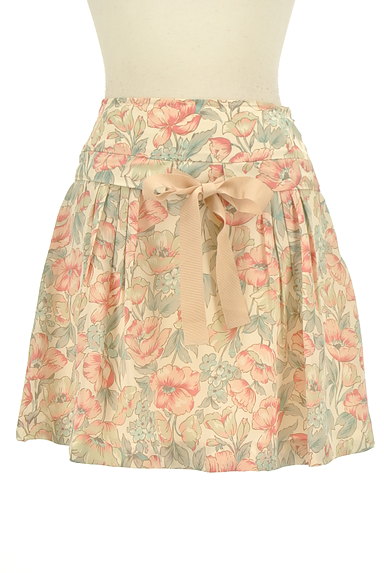 LAISSE PASSE（レッセパッセ）の古着「ウエストリボン花柄サテンスカート（ミニスカート）」大画像１へ