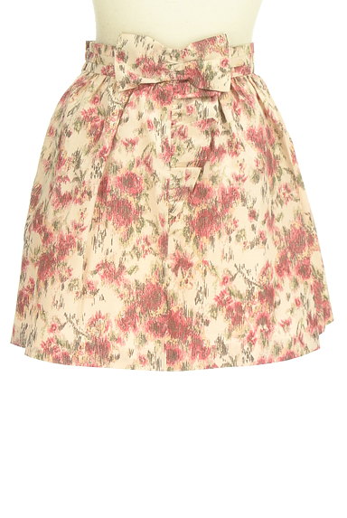 LAISSE PASSE（レッセパッセ）の古着「バックリボン花柄フレアミニスカート（ミニスカート）」大画像２へ
