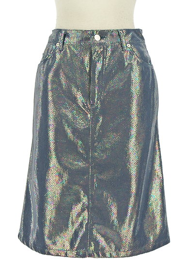ROSE BUD（ローズバッド）の古着「メタリックパイソン柄フレアスカート。（スカート）」大画像１へ