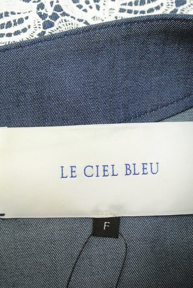LE CIEL BLEU（ルシェルブルー）の古着「レースボーダー柄デニム風ワンピ（ワンピース・チュニック）」大画像６へ