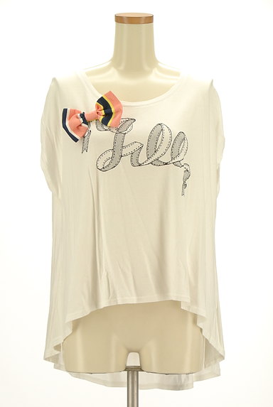 JILL by JILLSTUART（ジルバイジルスチュアート）の古着「リボン付きプリントTシャツ（Ｔシャツ）」大画像１へ