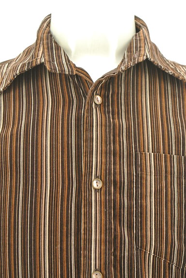 SCHLUSSEL（シュリセル）の古着「ブラウンストライプ柄コーデュロイシャツ（カジュアルシャツ）」大画像４へ