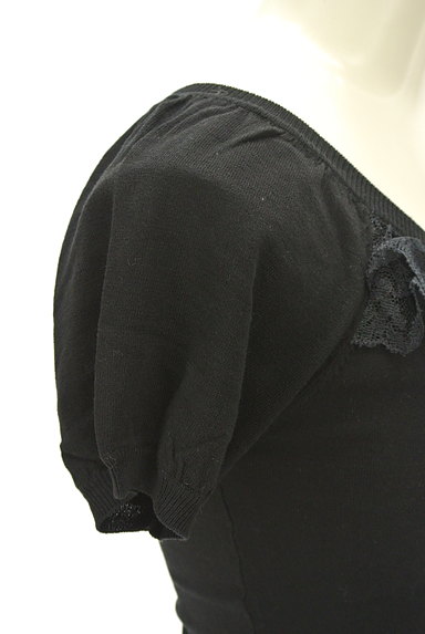 PROPORTION BODY DRESSING（プロポーションボディ ドレッシング）の古着「フリルレース付き半袖黒ニット（ニット）」大画像５へ