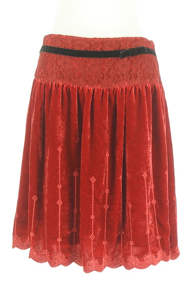 Cynthia Rowley（シンシアローリー）の古着「ベロア×レースのクラシカルレッドスカート（スカート）」大画像１へ
