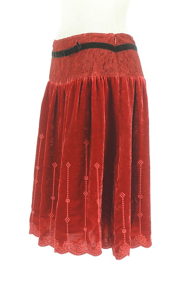 Cynthia Rowley（シンシアローリー）の古着「ベロア×レースのクラシカルレッドスカート（スカート）」大画像３へ
