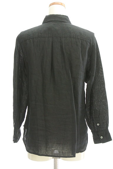 23区（２３ク）の古着「リネン素材のナチュラル長袖黒シャツ（カジュアルシャツ）」大画像２へ