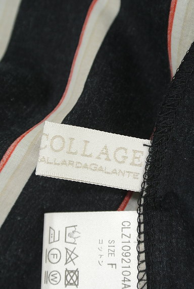 COLLAGE GALLARDAGALANTE（コラージュ ガリャルダガランテ）の古着「ストライプ柄キーネックカットソー（カットソー・プルオーバー）」大画像６へ
