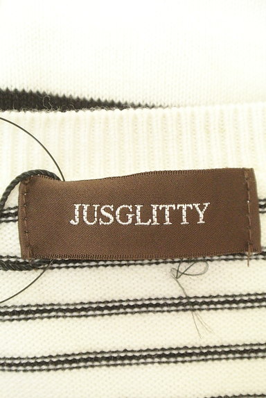 JUSGLITTY（ジャスグリッティー）の古着「ロゴ刺繍入りボーダーニット（ニット）」大画像６へ
