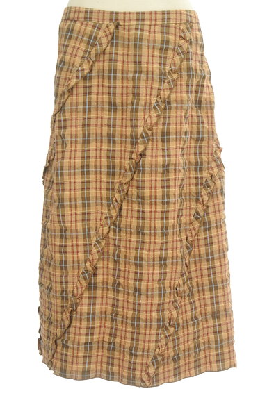 MAX MARA（マックスマーラ）の古着「ガーリーチェック柄フリルロングスカート（ロングスカート・マキシスカート）」大画像１へ