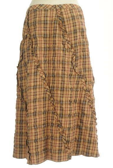 MAX MARA（マックスマーラ）の古着「ガーリーチェック柄フリルロングスカート（ロングスカート・マキシスカート）」大画像２へ