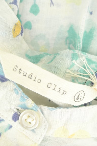 studio CLIP（スタディオクリップ）の古着「ノーカラー花柄ドロストシャツチュニック（ワンピース・チュニック）」大画像６へ