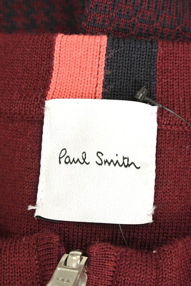 Paul Smith（ポールスミス）の古着「ワインレッド千鳥柄ニットブルゾン（カーディガン・ボレロ）」大画像６へ
