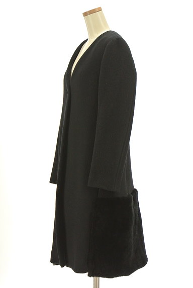 Demi-Luxe BEAMS（デミルクスビームス）の古着「裾ファーＶネックロングコート（コート）」大画像３へ