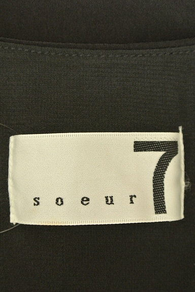 soeur7（スール）の古着「シフォン×フェイクレザー切替トップス（カットソー・プルオーバー）」大画像６へ