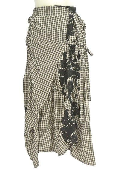 ISSEY MIYAKE（イッセイミヤケ）の古着「チェック柄ラップロングスカート（ロングスカート・マキシスカート）」大画像１へ