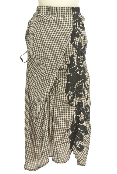 ISSEY MIYAKE（イッセイミヤケ）の古着「チェック柄ラップロングスカート（ロングスカート・マキシスカート）」大画像２へ