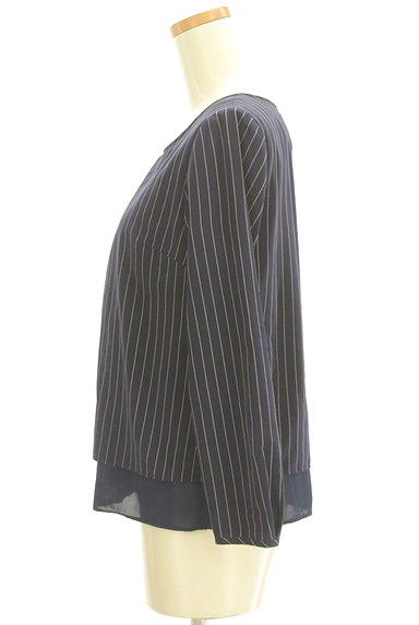 INDIVI（インディヴィ）の古着「ストライプ柄裾シフォンプルオーバー（カットソー・プルオーバー）」大画像３へ