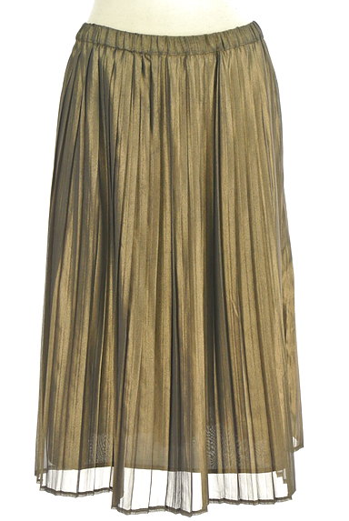 Ketty Cherie（ケティ シェリー）の古着「箔ゴールドプリーツミモレ丈スカート（ロングスカート・マキシスカート）」大画像１へ