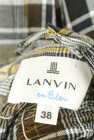 LANVIN en Bleu（ランバンオンブルー）の古着「チェック柄スリットフレアブラウス（カットソー・プルオーバー）」大画像６へ