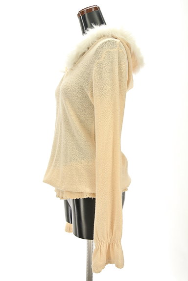 LIZ LISA（リズリサ）の古着「ファーフード付き裾フリルロングニット（ニット）」大画像３へ