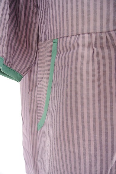 Jocomomola（ホコモモラ）の古着「七分袖ストライプ柄シャツワンピース（ワンピース・チュニック）」大画像５へ
