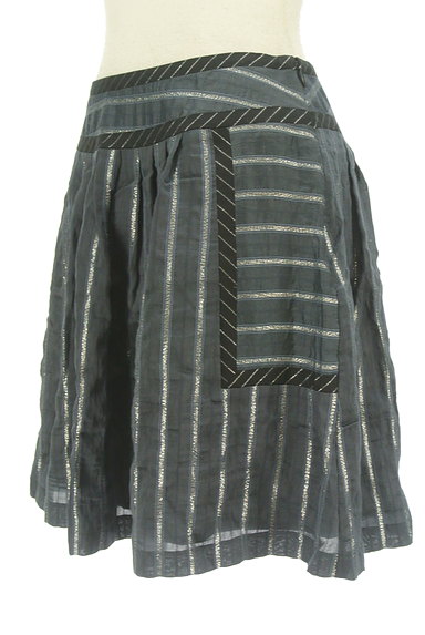 REBECCA TAYLOR（レベッカテイラー）の古着「シルバーラメ刺繍ストライプスカート（ミニスカート）」大画像３へ