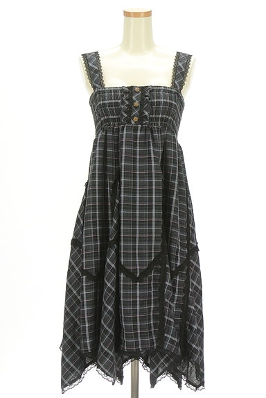 axes femme（アクシーズファム）の古着「アシメトリーチェック柄キャミソールワンピース（キャミワンピース）」大画像１へ