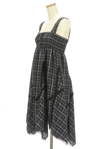 axes femme（アクシーズファム）の古着「アシメトリーチェック柄キャミソールワンピース（キャミワンピース）」大画像３へ