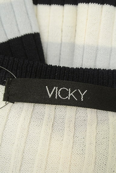 VICKY（ビッキー）の古着「五分袖ボーダーリブニット（ニット）」大画像６へ