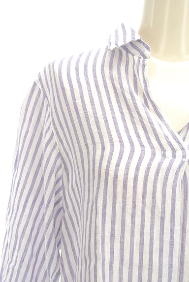 coen（コーエン）の古着「七分袖ストライプ柄リネンシャツ（カジュアルシャツ）」大画像４へ
