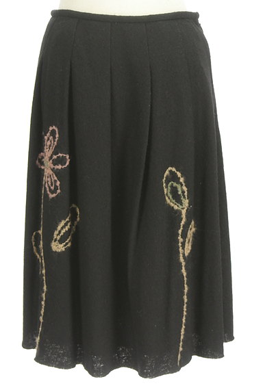 Jocomomola（ホコモモラ）の古着「花刺繍膝下丈ウールタックスカート（スカート）」大画像１へ