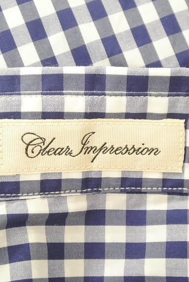 CLEAR IMPRESSION（クリアインプレッション）の古着「チェック柄ビッグリボンシャツ風ワンピ（ワンピース・チュニック）」大画像６へ