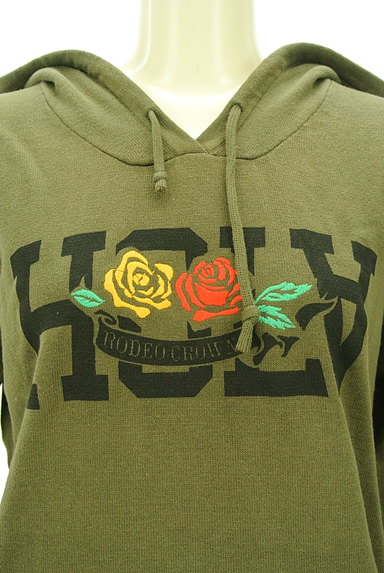 RODEO CROWNS（ロデオクラウン）の古着「薔薇刺繍ロゴ長袖ニットパーカー（スウェット・パーカー）」大画像４へ