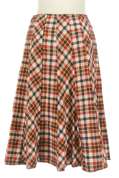 Jocomomola（ホコモモラ）の古着「切替チェック柄フレアスカート（スカート）」大画像２へ