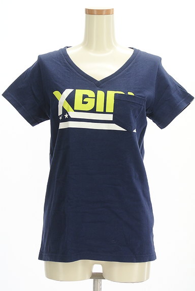 X-girl（エックスガール）の古着「VネックロゴTシャツ（Ｔシャツ）」大画像１へ