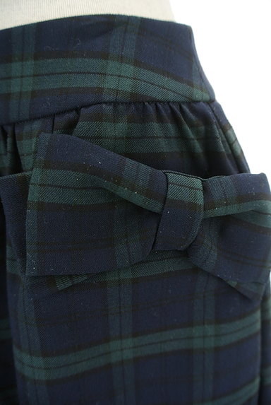 Bon mercerie（ボンメルスリー）の古着「リボン付きチェック柄膝上丈スカート（スカート）」大画像４へ